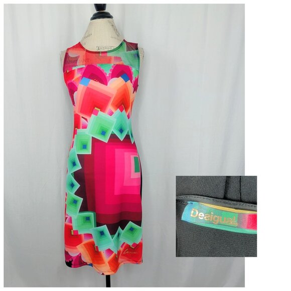 Desigual Print Dress Medium Knee Length Black - Picture 2 of 11